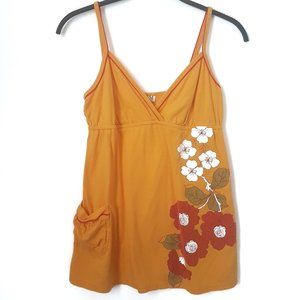 MKM Designs V-Neck Yellow Floral Print Tank, M